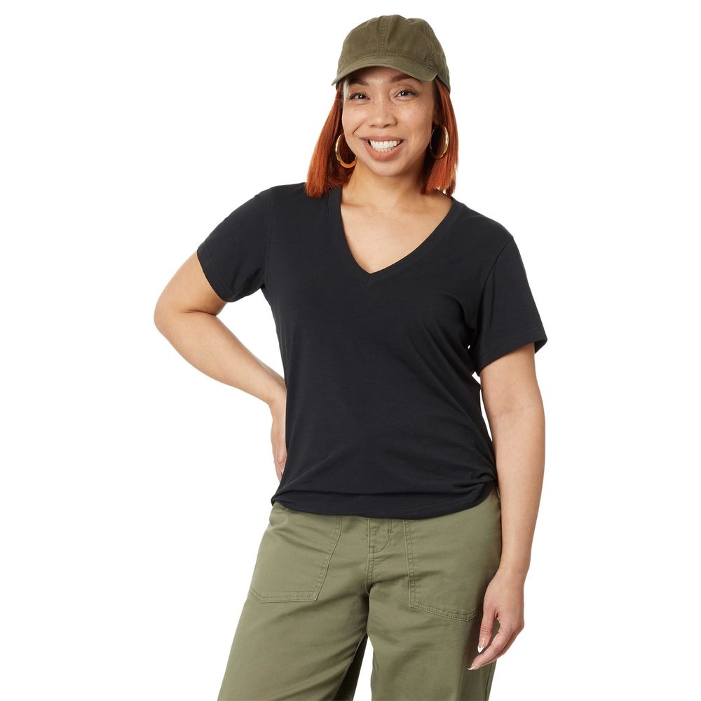 Label Go To Vee Women Regular T Shirt Black Medium